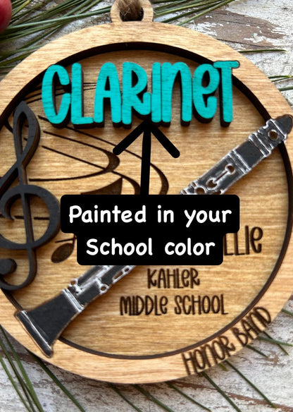 Personalized Clarinet Marching Band Christmas Tree Ornament | Music Instrument Ornament | Woodwinds Custom  Band | Gift for Band Director