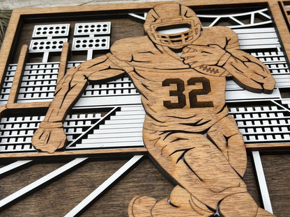 Personalized Football Player Sign | College High School Football Team | Custom Football Player Ornament | Senior Football Gift | Quarterback