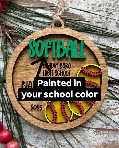 Personalized Softball Player Christmas Tree Ornament | Gift for High School Softball Team | Custom Softball Coach | Senior Softball Gift