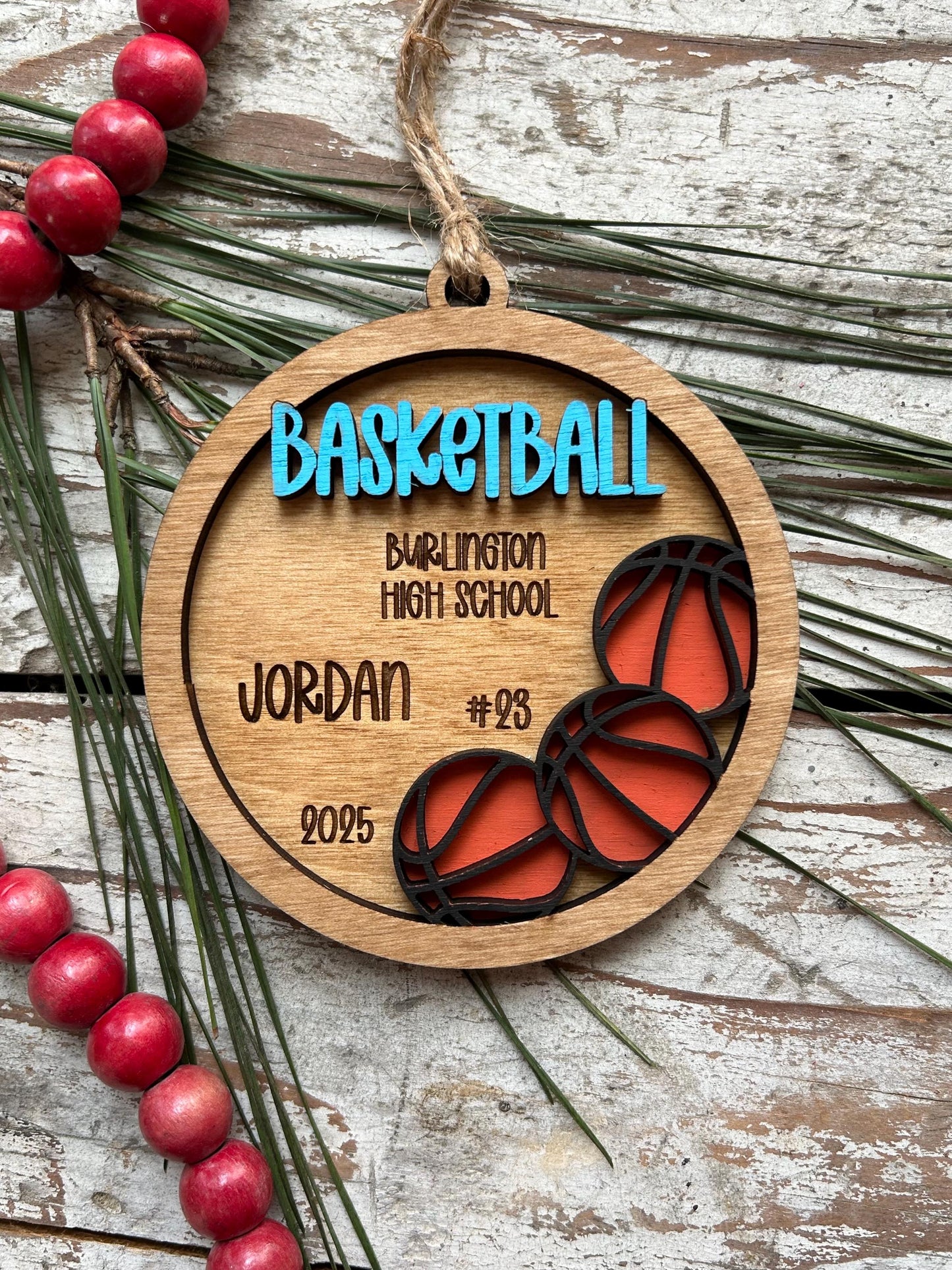 Personalized Basketball Boy or Girl Player Christmas Tree Ornament | Gift for High School College Basketball Team | Custom Basketball Coach