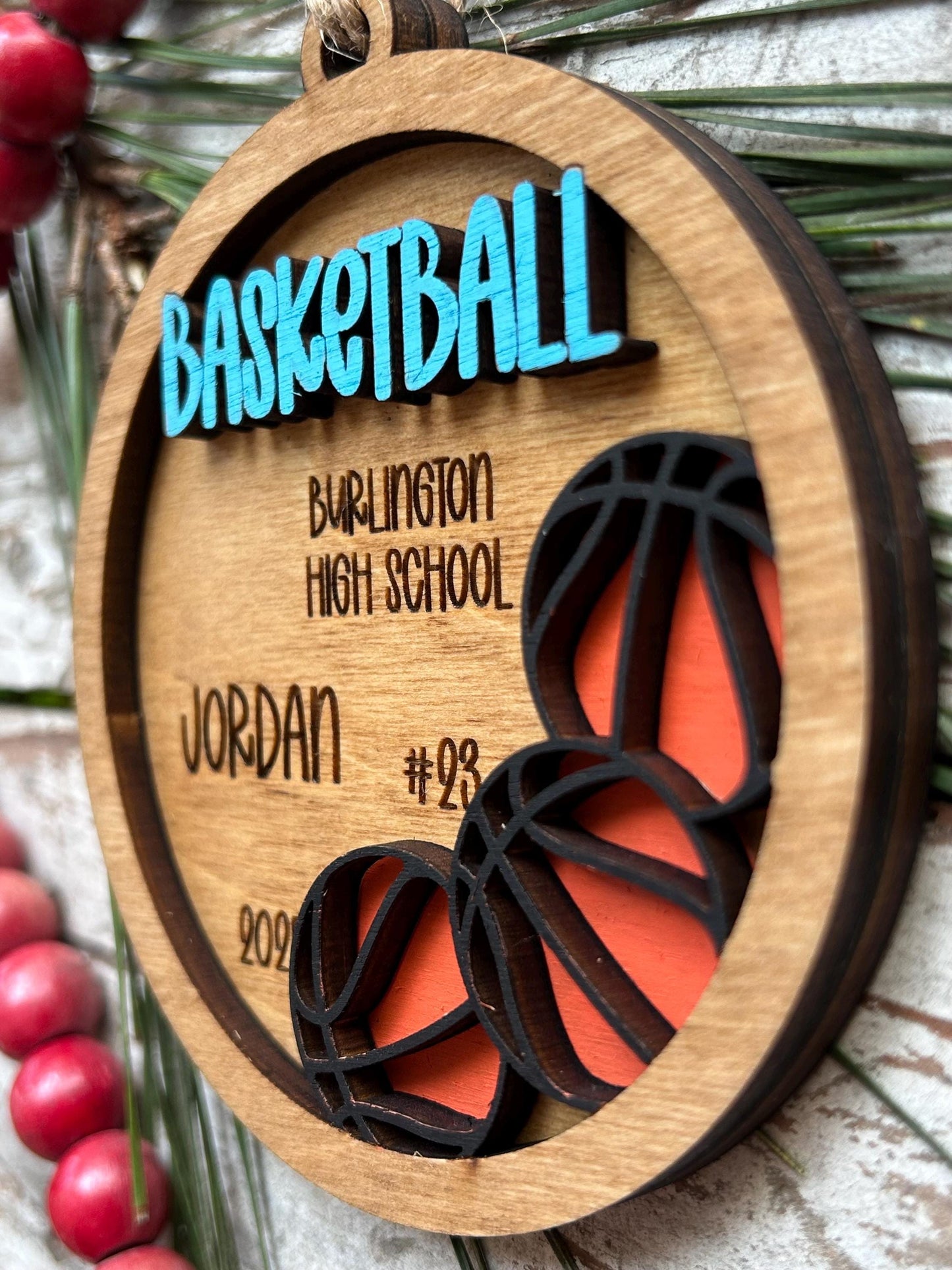 Personalized Basketball Boy or Girl Player Christmas Tree Ornament | Gift for High School College Basketball Team | Custom Basketball Coach