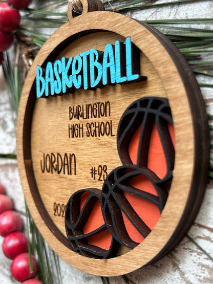 Personalized Basketball Boy or Girl Player Christmas Tree Ornament | Gift for High School College Basketball Team | Custom Basketball Coach