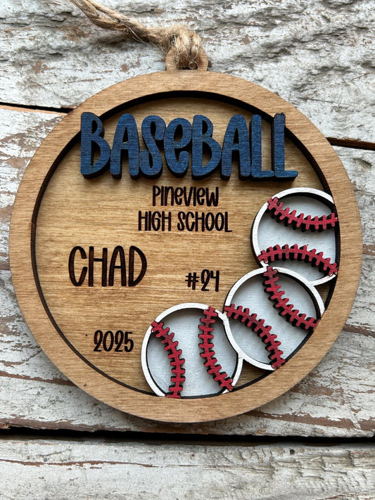 Personalized Baseball Player Christmas Tree Ornament | Gift for High School Baseball Team | Custom Baseball Coach | Senior Baseball Gift