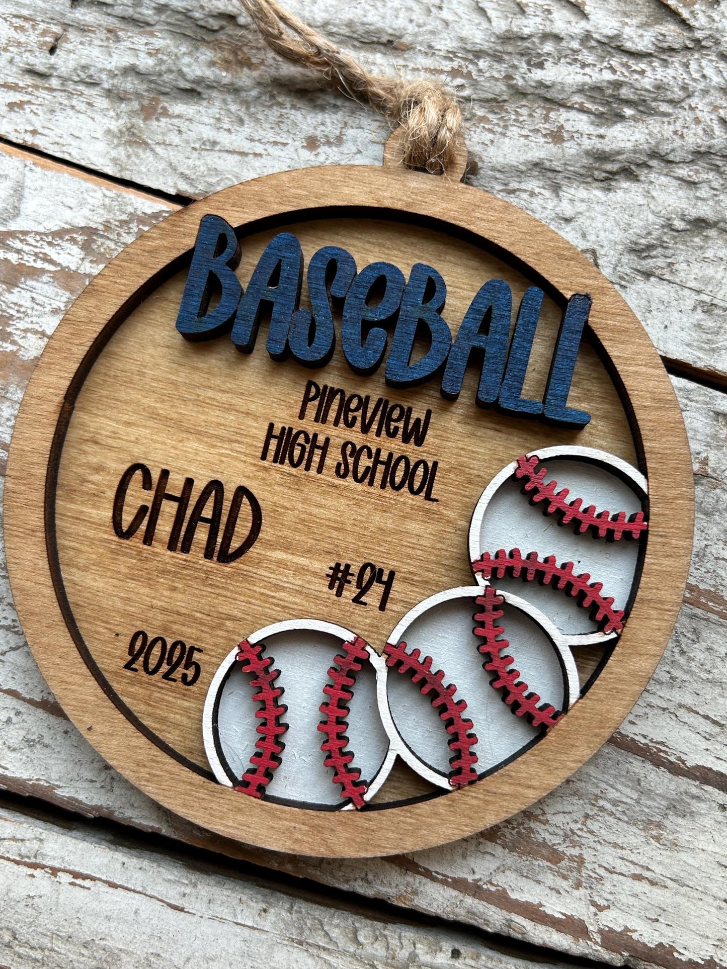 Personalized Baseball Player Christmas Tree Ornament | Gift for High School Baseball Team | Custom Baseball Coach | Senior Baseball Gift
