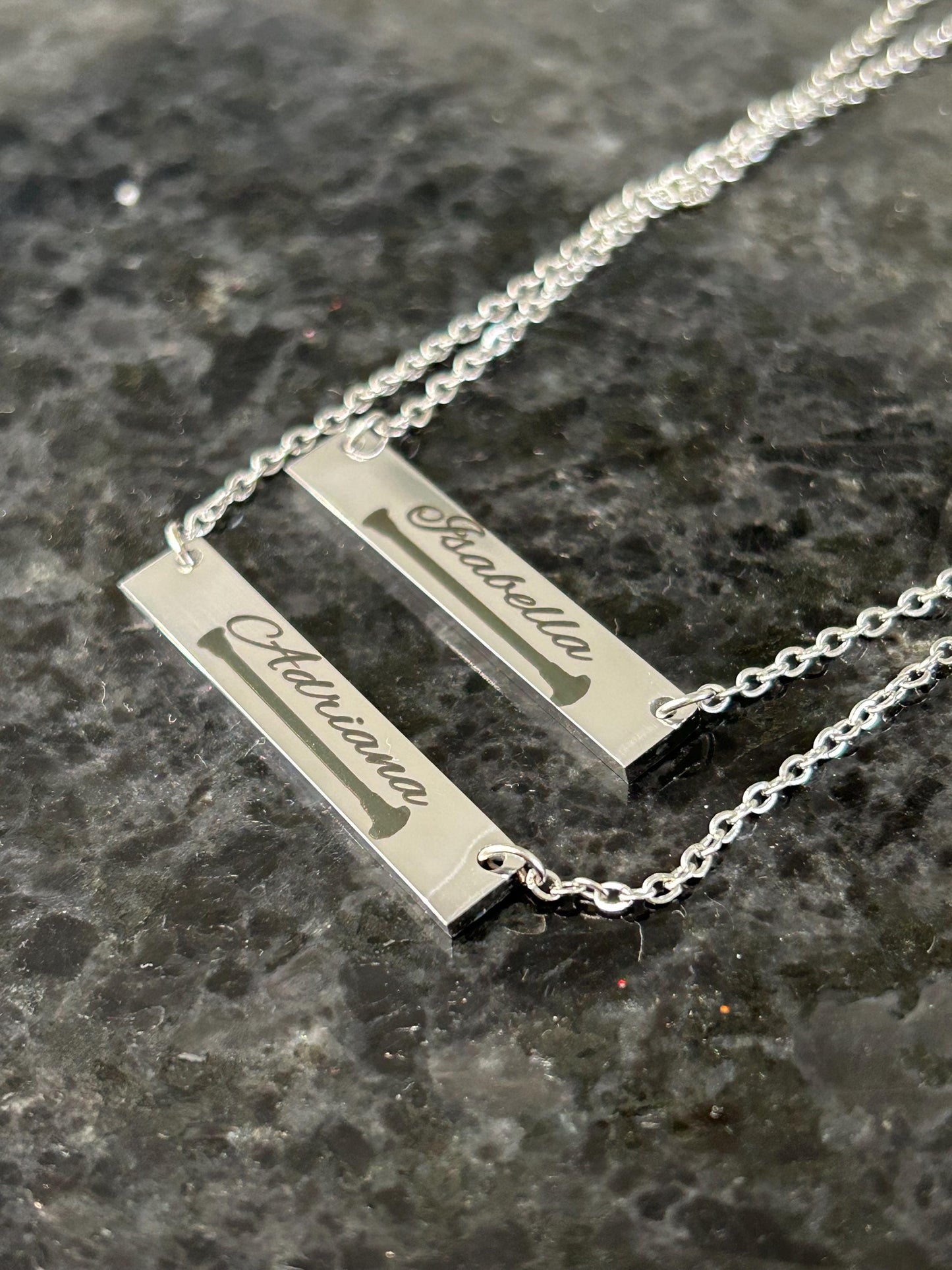 Personalized Baton Twirler Name Bar Necklace and Bracelet | Custom Majorette Gold Silver Jewelry Set | Feature Twirler College High School