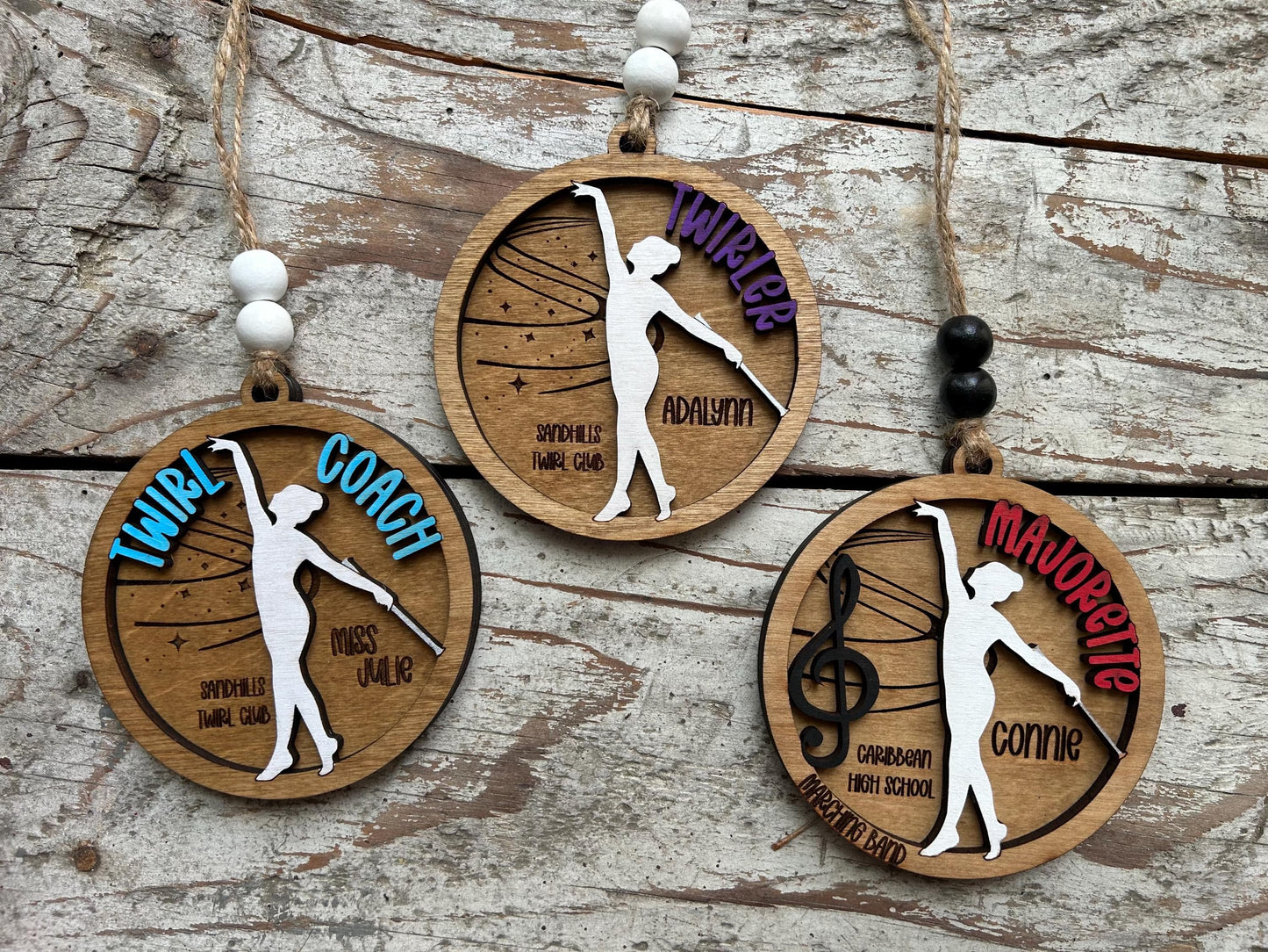 Personalized Baton Twirler Christmas Tree Ornament | Custom College High School Feature Twirler Girl Boy Majorette Team