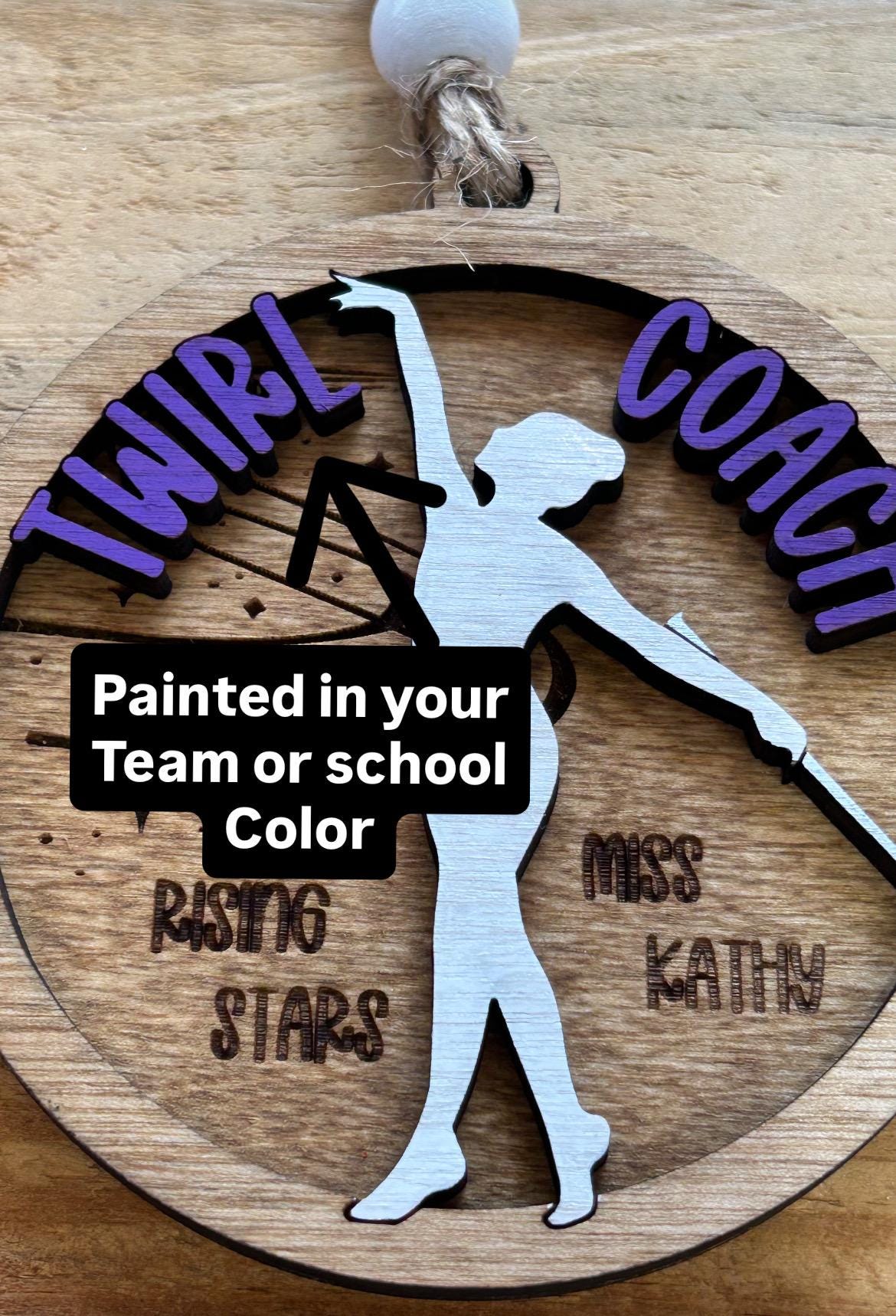 Personalized Baton Twirl Coach Christmas Tree Ornament | Custom College High School Feature Twirler Marching Band | Majorette Coach Present