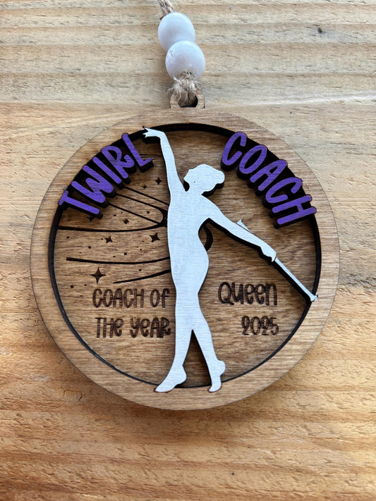 Personalized Baton Twirl Coach Christmas Tree Ornament | Custom College High School Feature Twirler Marching Band | Majorette Coach Present
