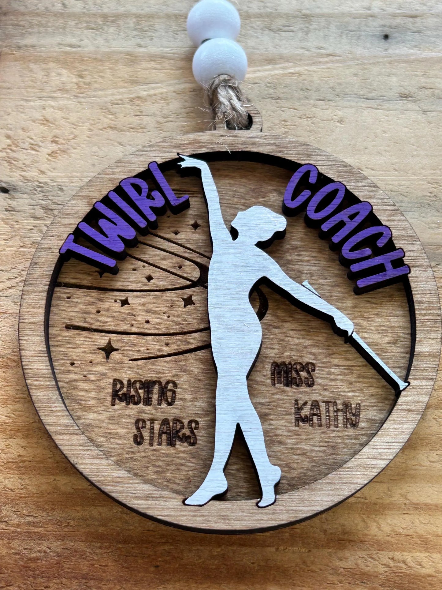 Personalized Baton Twirl Coach Christmas Tree Ornament | Custom College High School Feature Twirler Marching Band | Majorette Coach Present