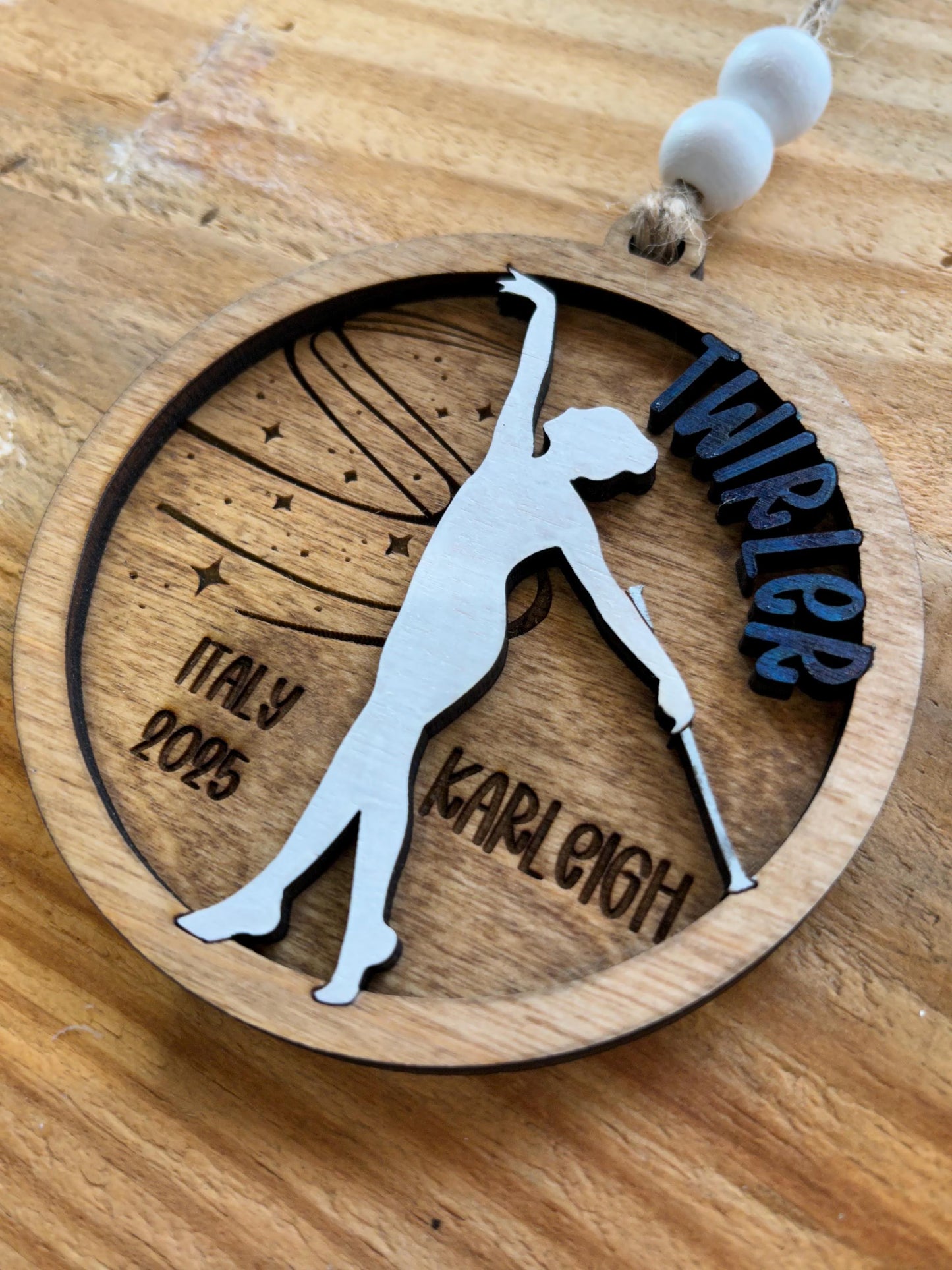 Personalized Baton Twirler Christmas Tree Ornament | Custom College High School Feature Twirler Girl Boy Majorette Team