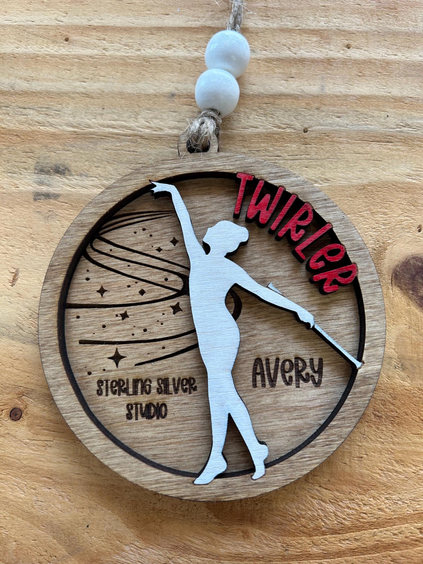 Personalized Baton Twirler Christmas Tree Ornament | Custom College High School Feature Twirler Girl Boy Majorette Team