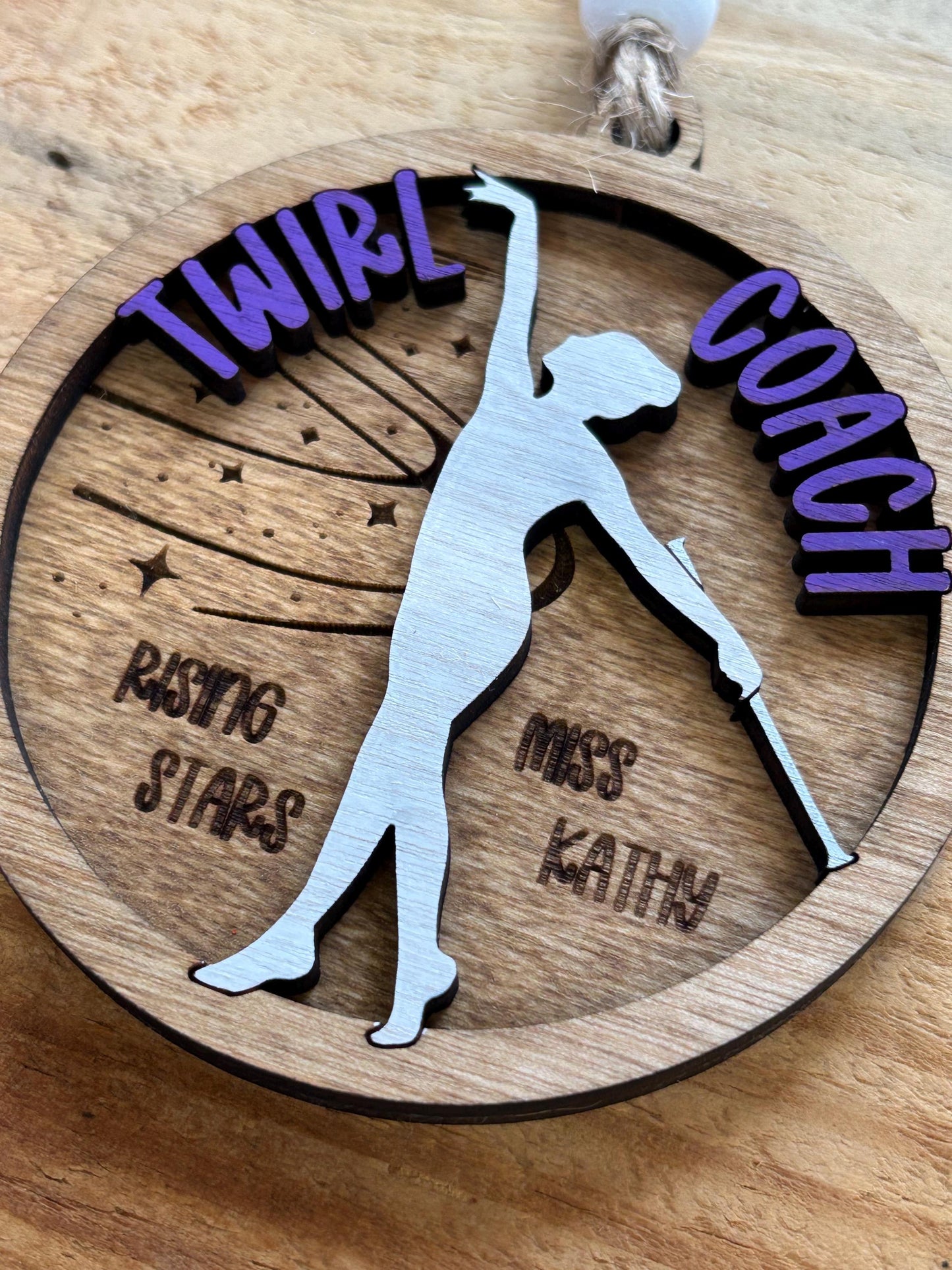 Personalized Baton Twirl Coach Christmas Tree Ornament | Custom College High School Feature Twirler Marching Band | Majorette Coach Present