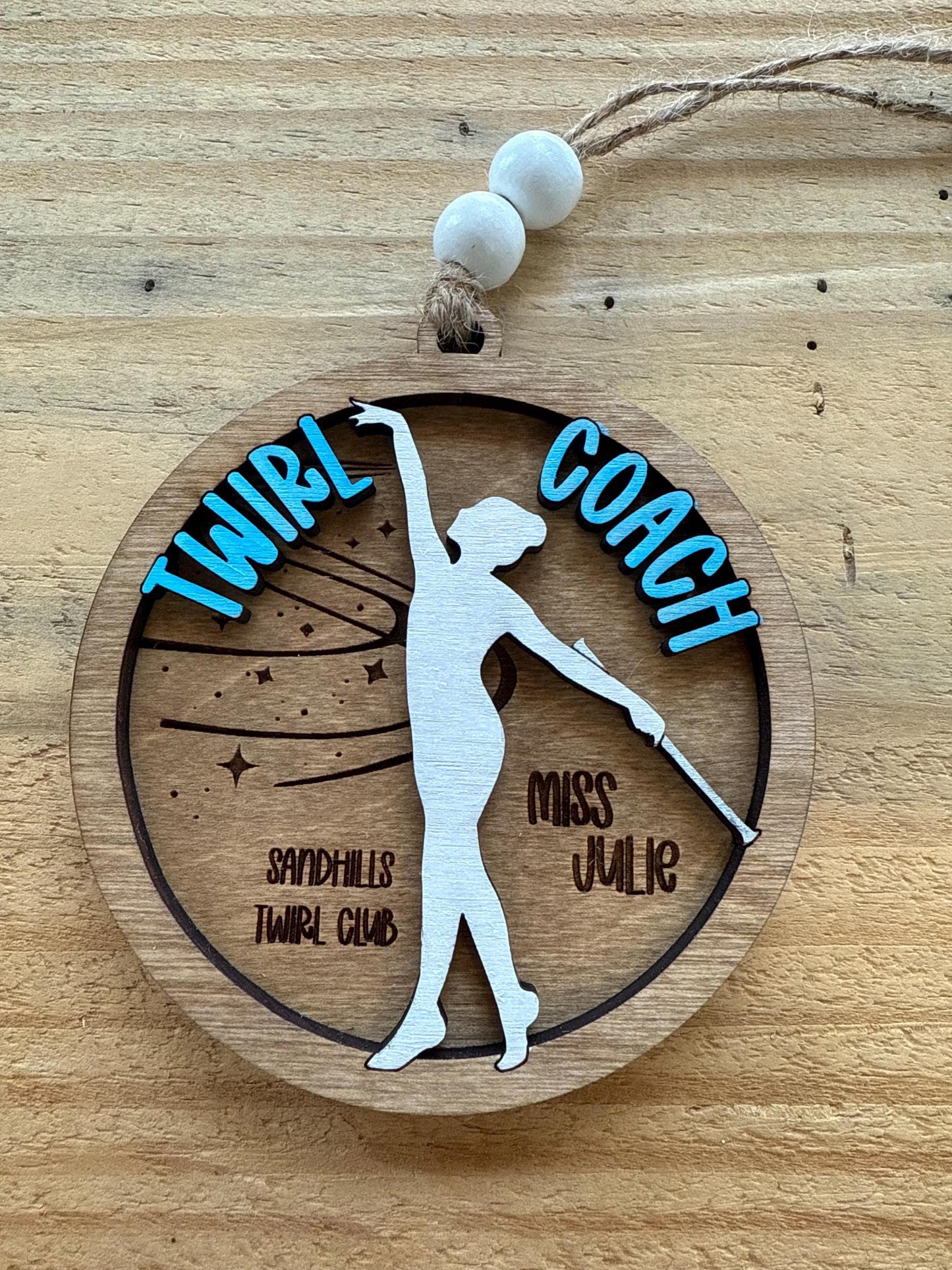 Personalized Baton Twirl Coach Christmas Tree Ornament | Custom College High School Feature Twirler Marching Band | Majorette Coach Present