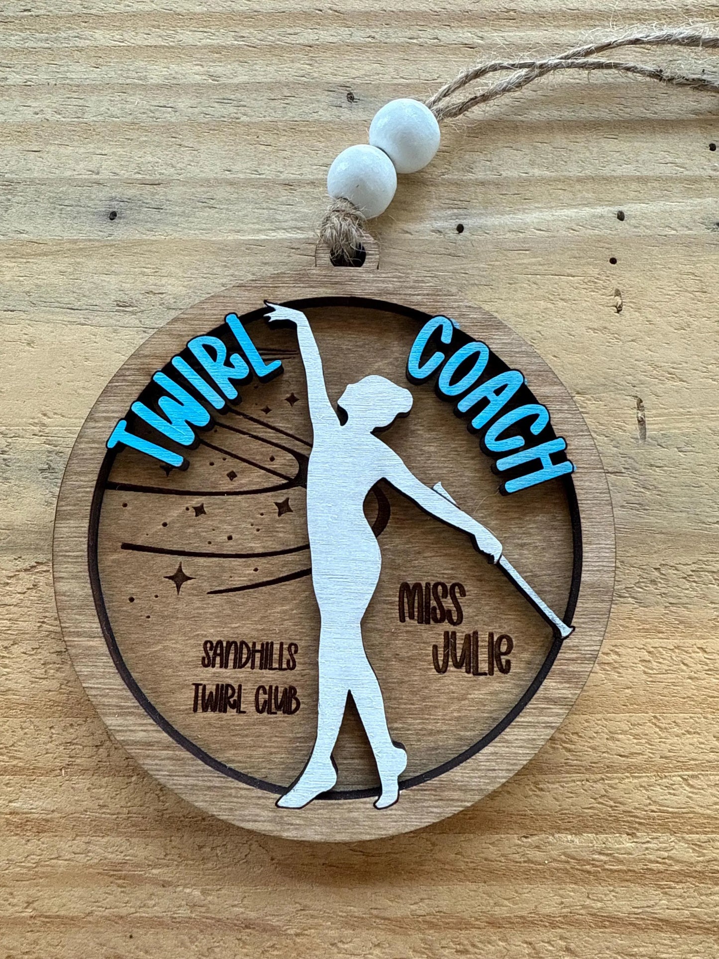 Personalized Baton Twirl Coach Christmas Tree Ornament | Custom College High School Feature Twirler Marching Band | Majorette Coach Present