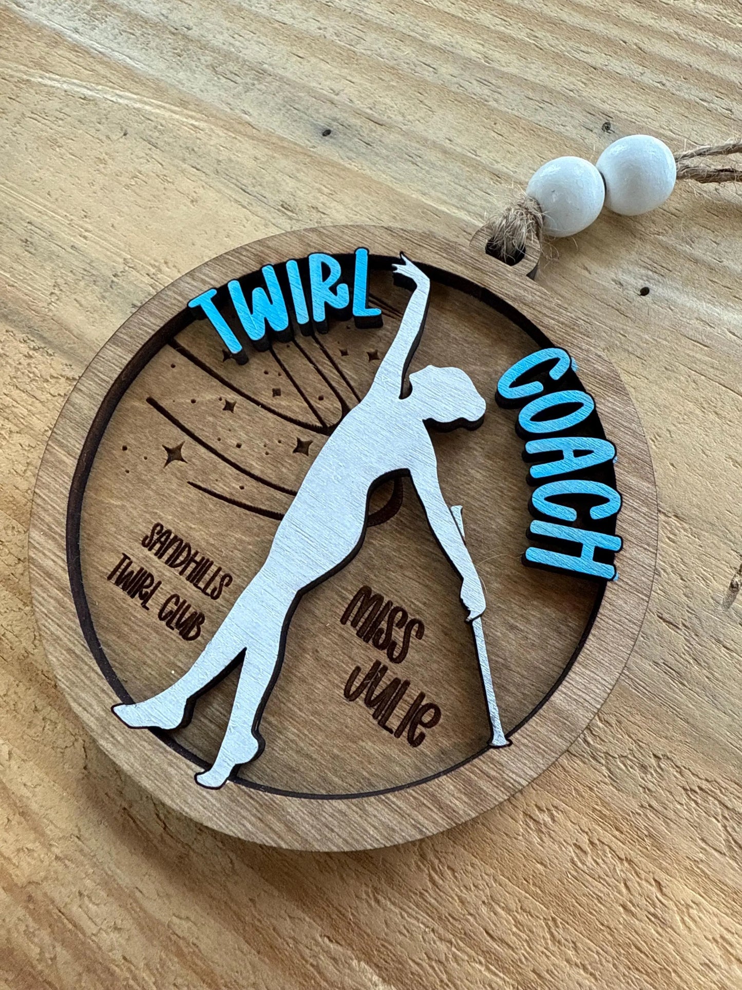 Personalized Baton Twirl Coach Christmas Tree Ornament | Custom College High School Feature Twirler Marching Band | Majorette Coach Present