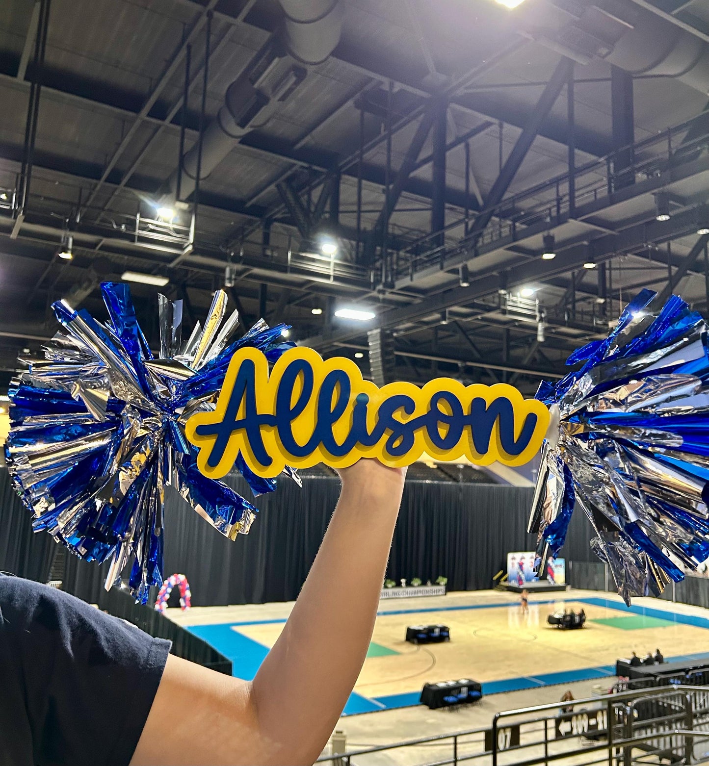 Personalized Cheer Stick with Pom Poms | Game Day School Spirit Sign | Custom Name Cheer Sign | Sports Mom Sign | College Graduation Cheer