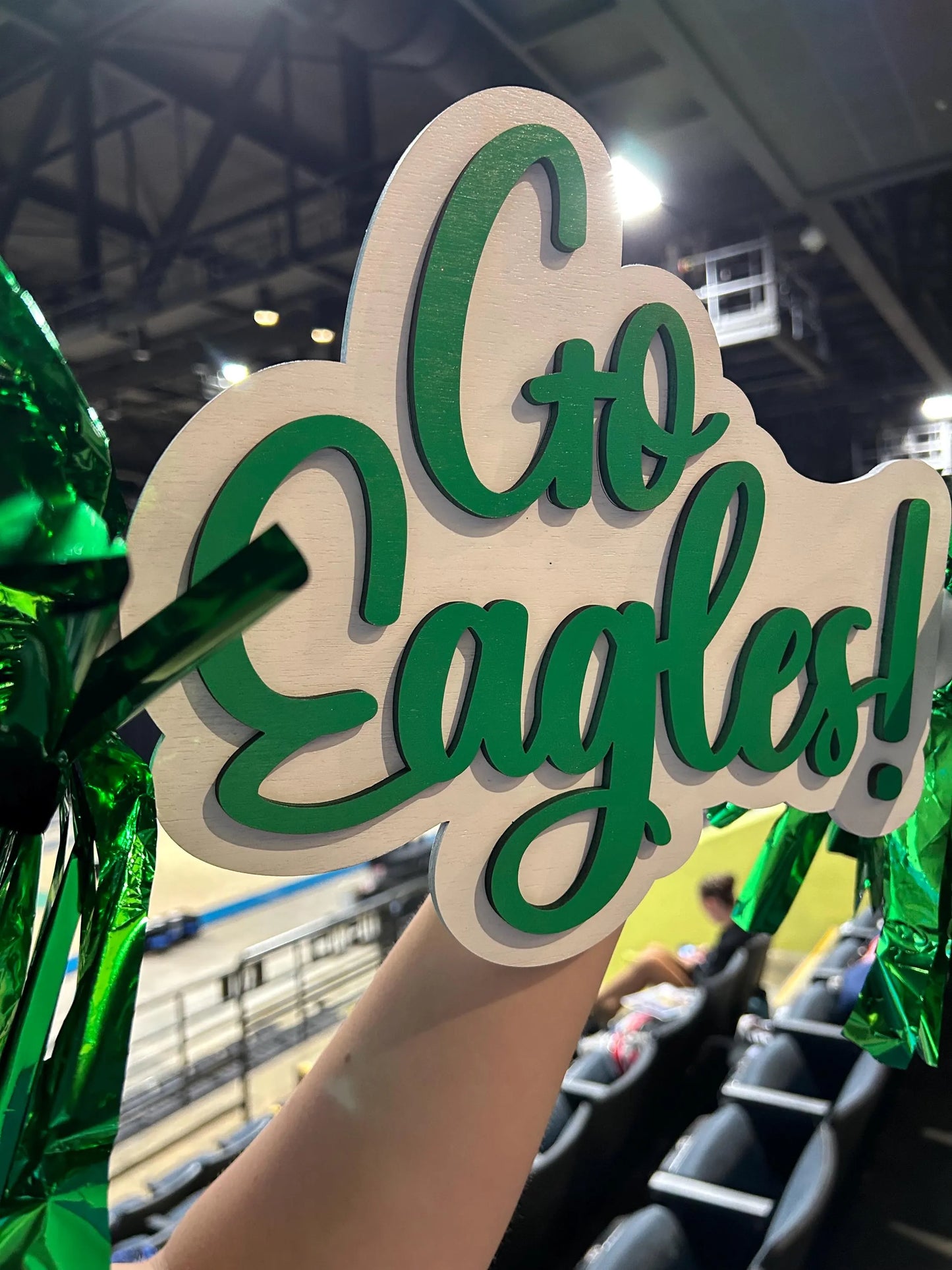 Personalized Cheer Stick with Pom Poms | Game Day School Spirit Sign | Custom Name Cheer Sign | Sports Mom Sign | College Graduation Cheer