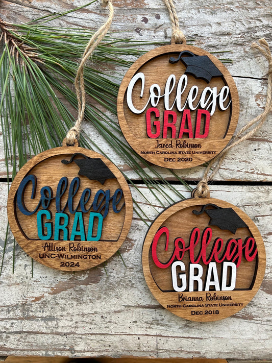 Personalized College Grad Christmas Tree Ornament | Gift for College Graduate | Graduation Ornament | Class of 2026 | Bachelors Masters