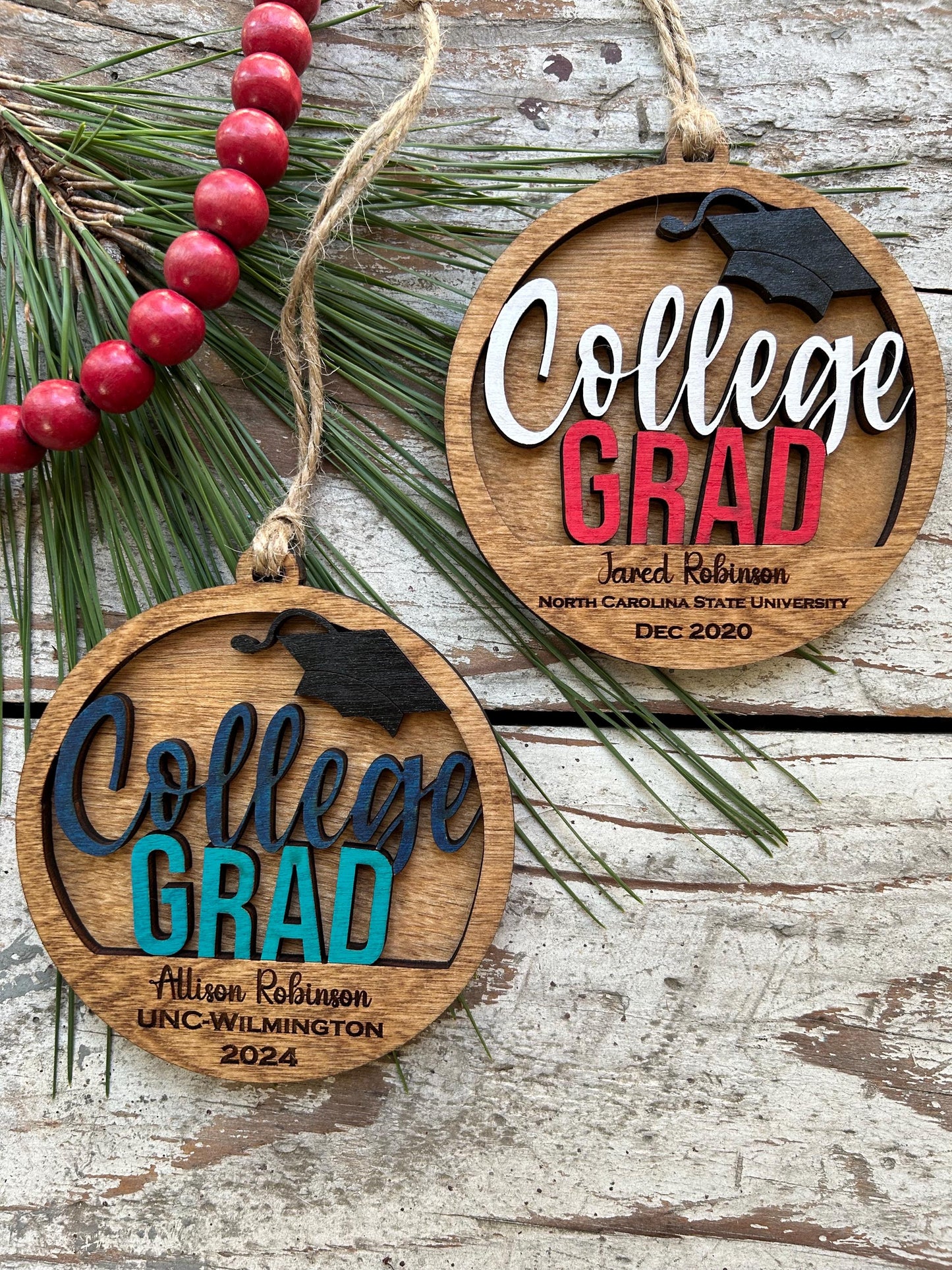 Personalized College Grad Christmas Tree Ornament | Gift for College Graduate | Graduation Ornament | Class of 2026 | Bachelors Masters