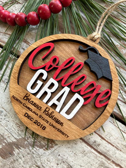 Personalized College Grad Christmas Tree Ornament | Gift for College Graduate | Graduation Ornament | Class of 2026 | Bachelors Masters