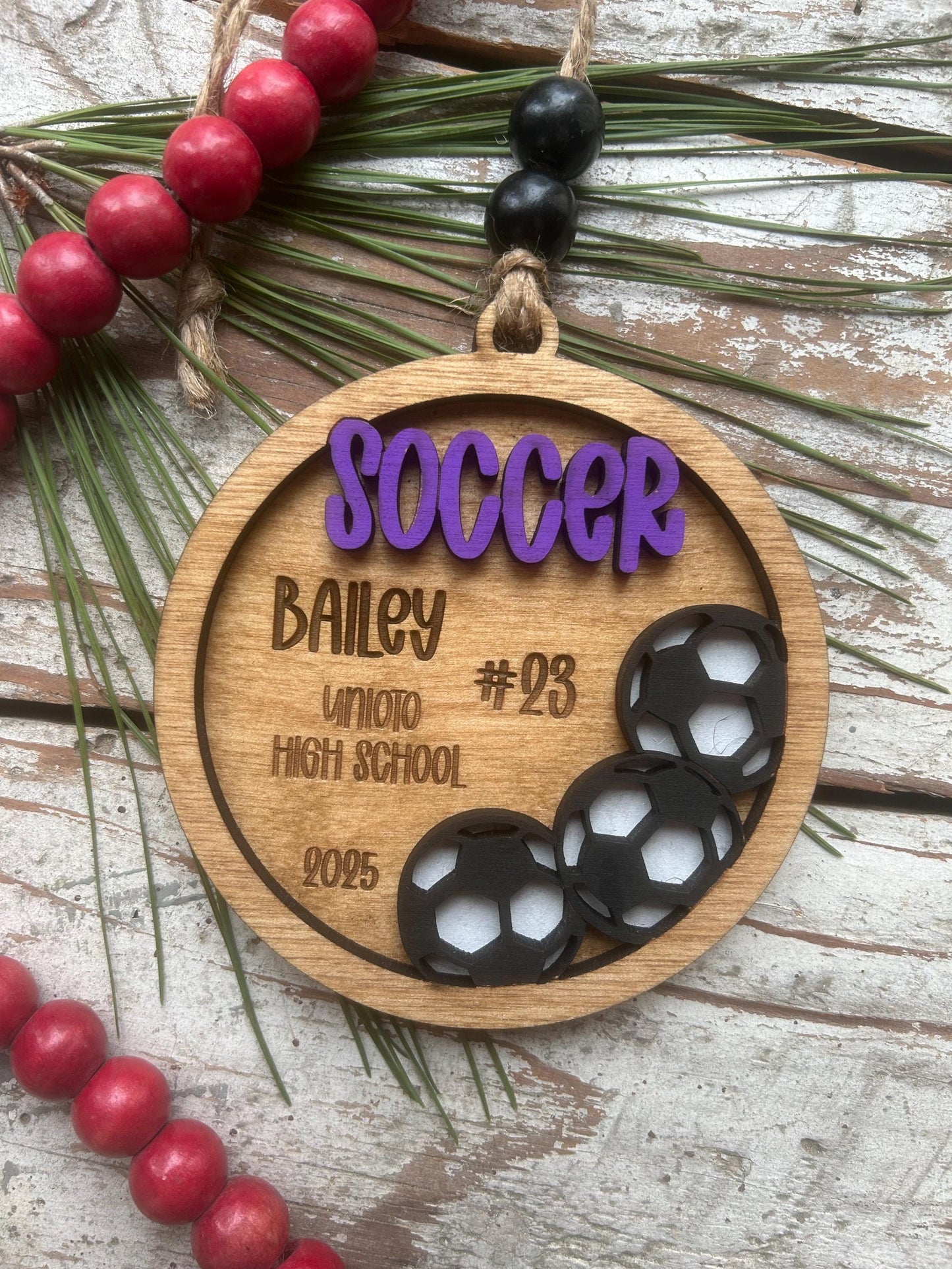 Personalized Soccer Player Christmas Tree Ornament | Gift for High School Soccer Team | Custom Soccer Ornament for Her or Him | Club Soccer