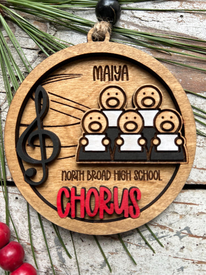 Personalized Chorus Christmas Tree Ornament |  Custom High School School Choral Singer | Musical Theater | Music Lover | Church Choir Gift