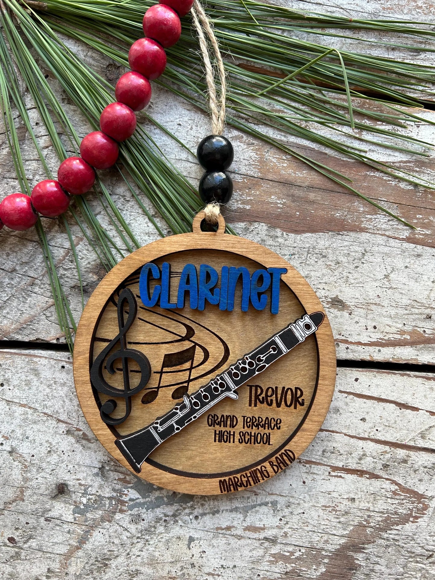 Personalized Clarinet Marching Band Christmas Tree Ornament | Music Instrument Ornament | Woodwinds Custom  Band | Gift for Band Director