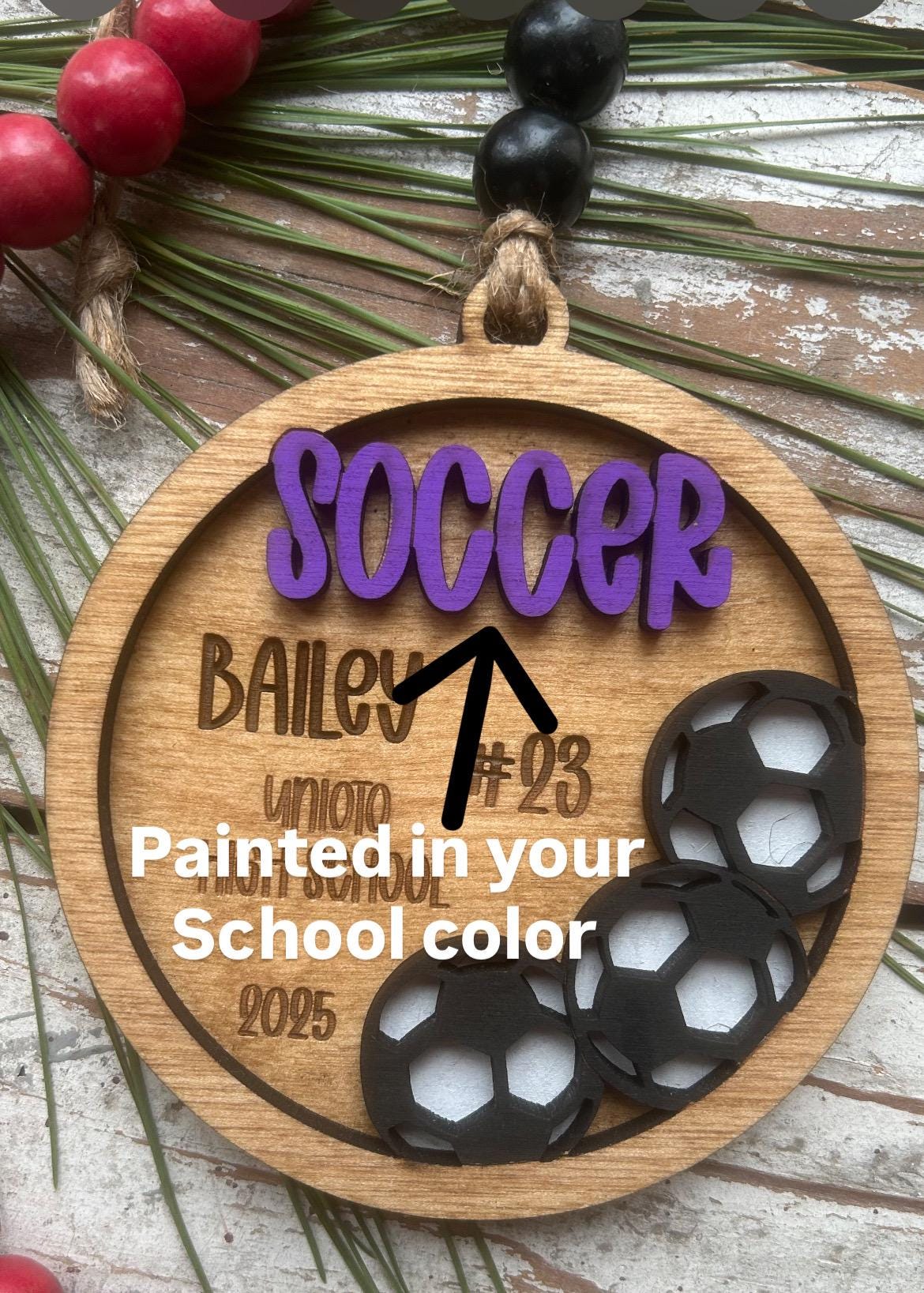 Personalized Soccer Player Christmas Tree Ornament | Gift for High School Soccer Team | Custom Soccer Ornament for Her or Him | Club Soccer