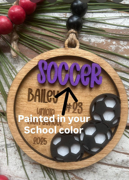 Personalized Soccer Player Christmas Tree Ornament | Gift for High School Soccer Team | Custom Soccer Ornament for Her or Him | Club Soccer
