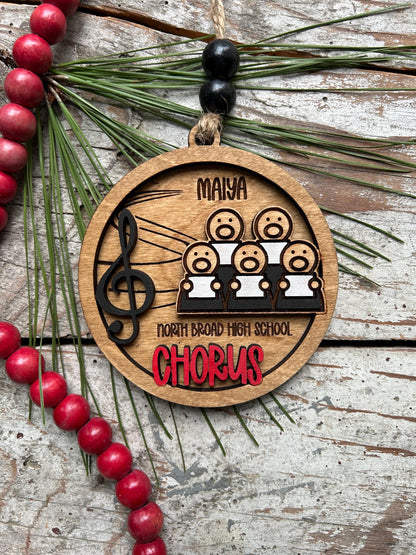 Personalized Chorus Christmas Tree Ornament |  Custom High School School Choral Singer | Musical Theater | Music Lover | Church Choir Gift