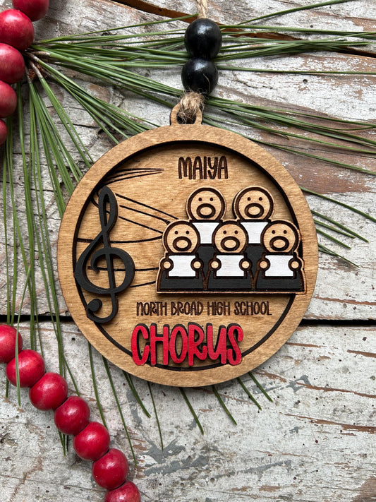 Personalized Chorus Christmas Tree Ornament |  Custom High School School Choral Singer | Musical Theater | Music Lover | Church Choir Gift