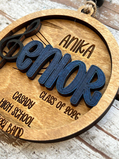 Personalized Marching Band - Chorus Senior Christmas Tree Ornament |  Custom Band Graduation Gift | College Band Senior Class of 2027 |