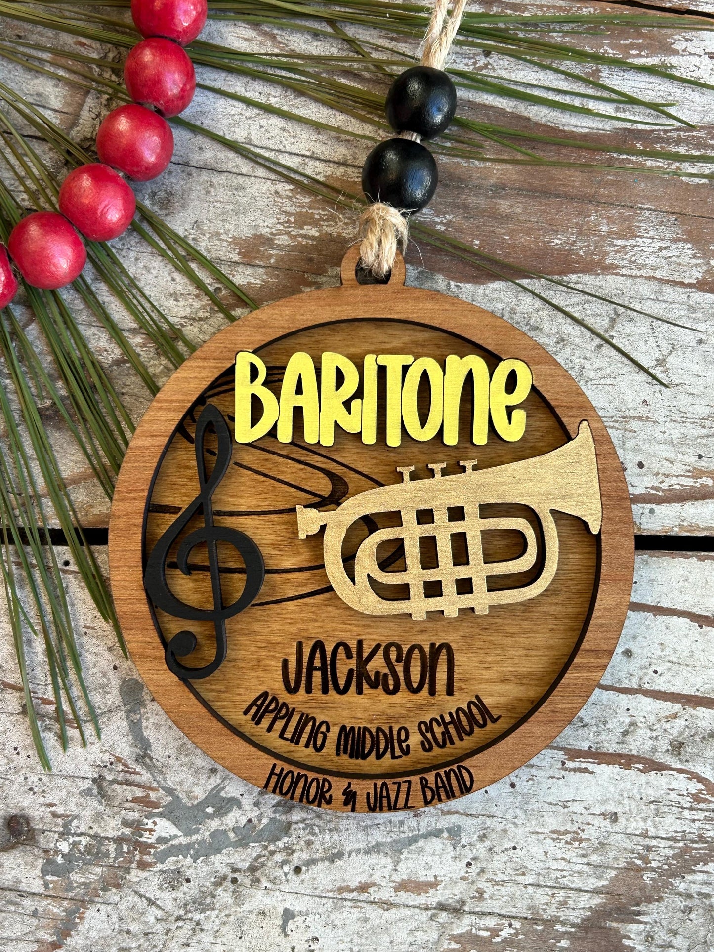 Personalized Baritone Marching Band Christmas Tree Ornament | Brass Music Instrument Ornament | Custom Band Gift | Gift for Band Director