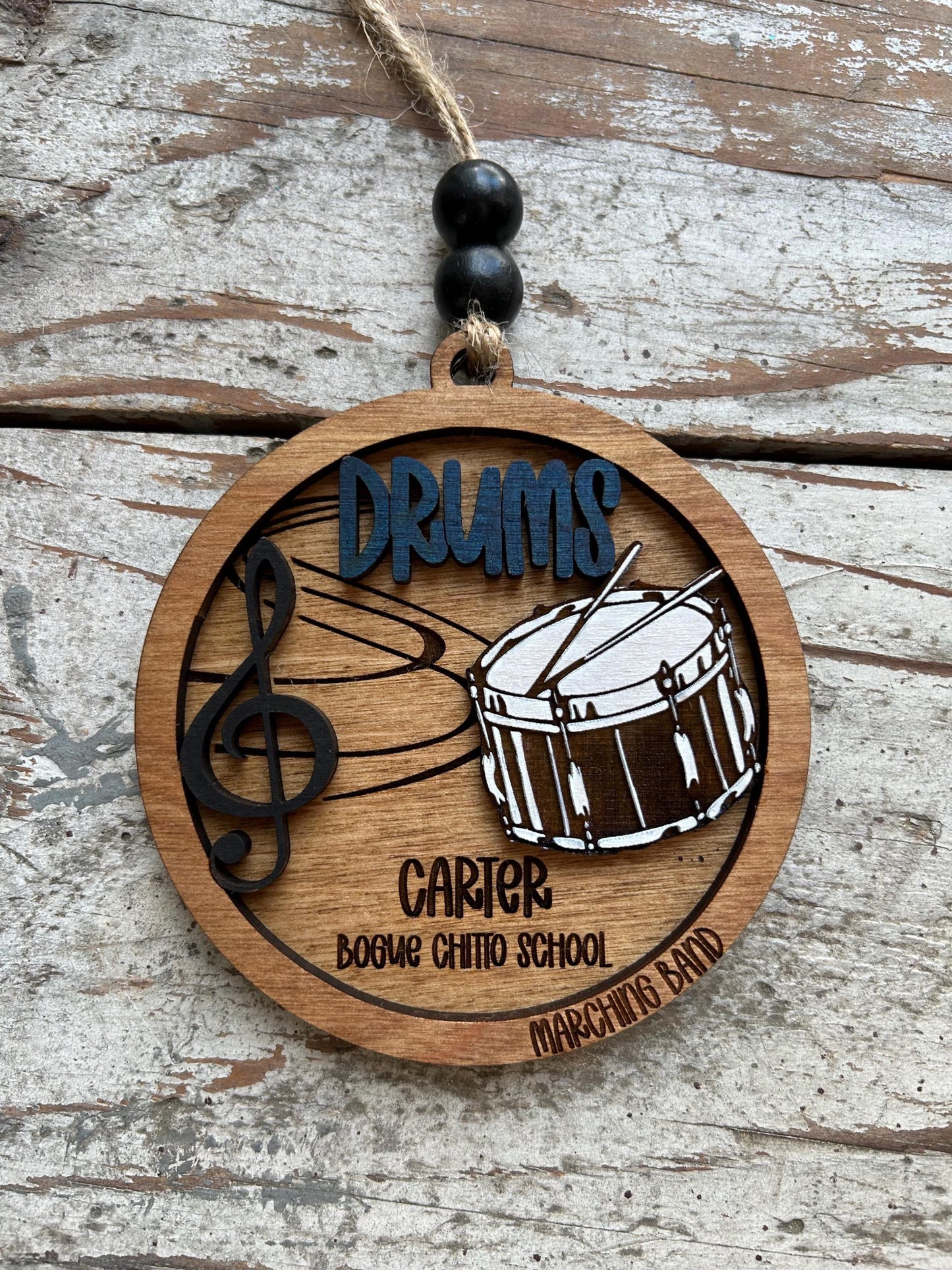 Personalized Drums Marching Band Christmas Tree Ornament | Quints | Bassline | Snare Drum Custom Band Gift | Gift for Band Director