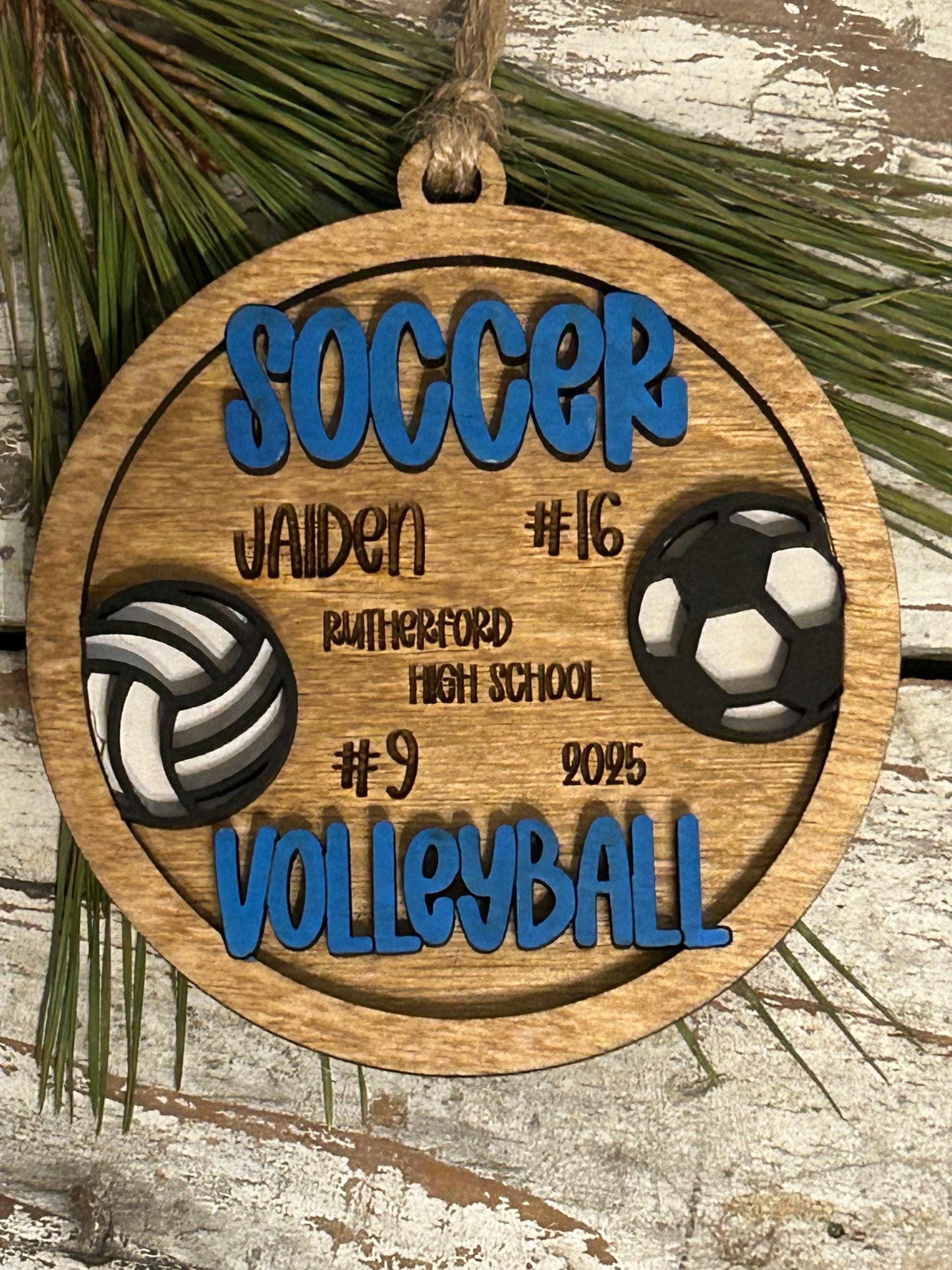 Personalized Multi Sport Volleyball Soccer Player Christmas Tree Ornament | Gift for High School Team | Custom Coach | Senior