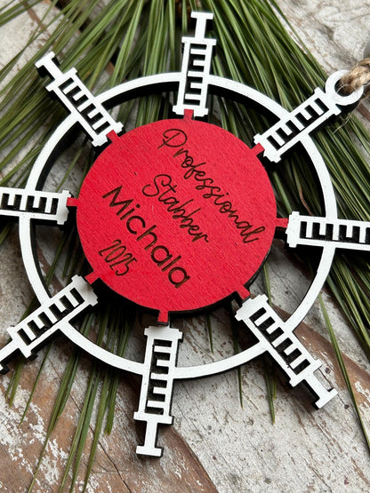 Phlebotomist Christmas Tree Ornament | Gift for Professional Needle Sticker | Phlebotomy Graduation Gift | Vein Stabber Ornament | MLT