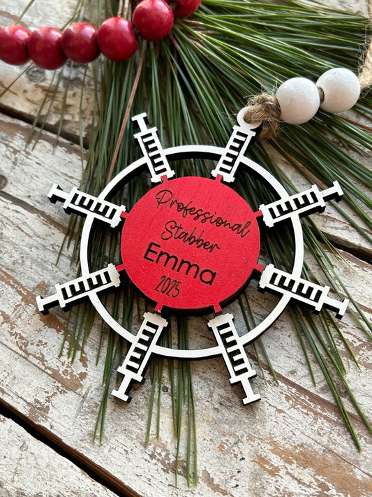Phlebotomist Christmas Tree Ornament | Gift for Professional Needle Sticker | Phlebotomy Graduation Gift | Vein Stabber Ornament | MLT