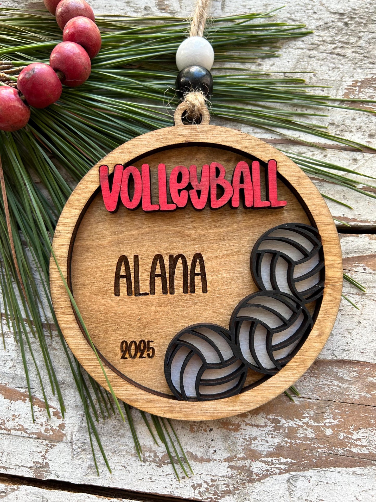 Personalized Volleyball Player Christmas Tree Ornament | Gift for High School Volleyball Team | Custom Volleyball Ornament for Her |