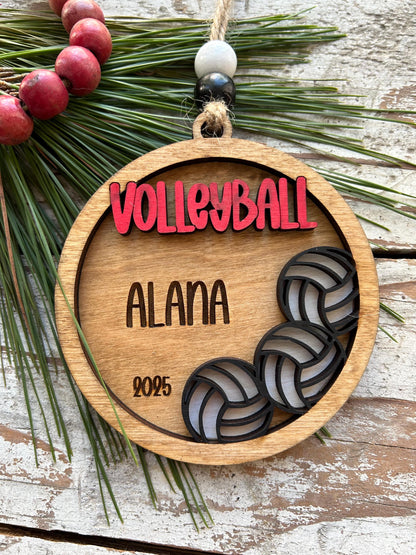 Personalized Volleyball Player Christmas Tree Ornament | Gift for High School Volleyball Team | Custom Volleyball Ornament for Her |