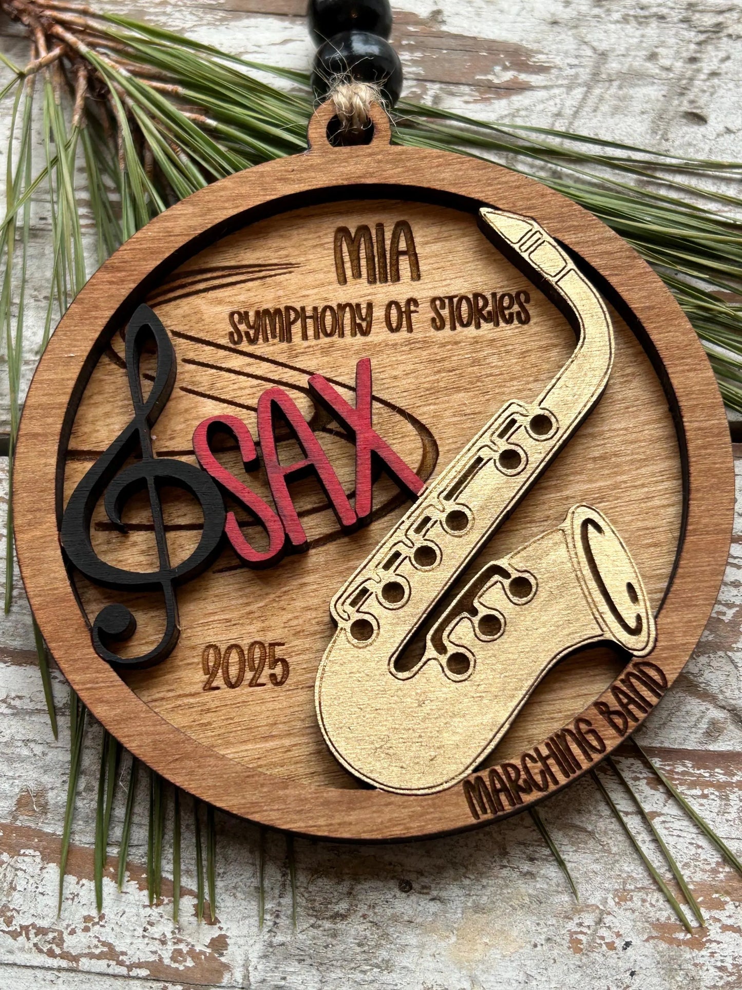 Personalized Saxophone Marching Band Christmas Tree Ornament | Brass Music Instrument Ornament | Custom Sax Gift | Gift for Band Director