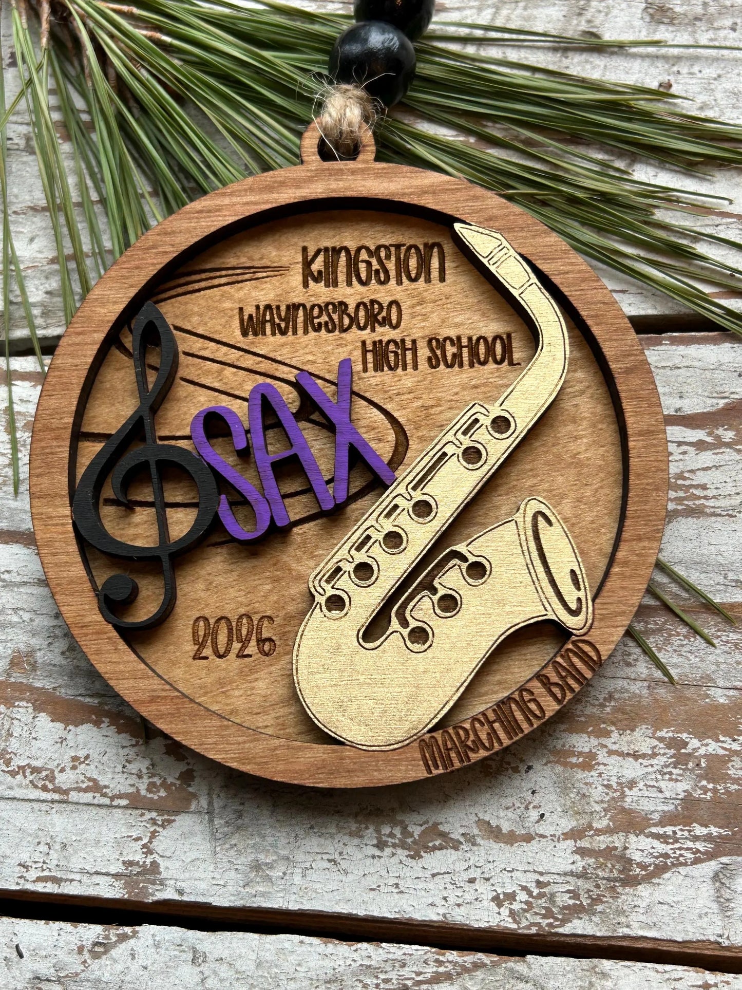 Personalized Saxophone Marching Band Christmas Tree Ornament | Brass Music Instrument Ornament | Custom Sax Gift | Gift for Band Director