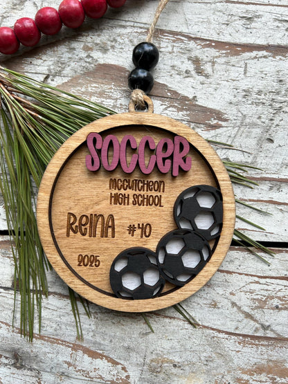 Personalized Soccer Player Christmas Tree Ornament | Gift for High School Soccer Team | Custom Soccer Ornament for Her or Him | Club Soccer