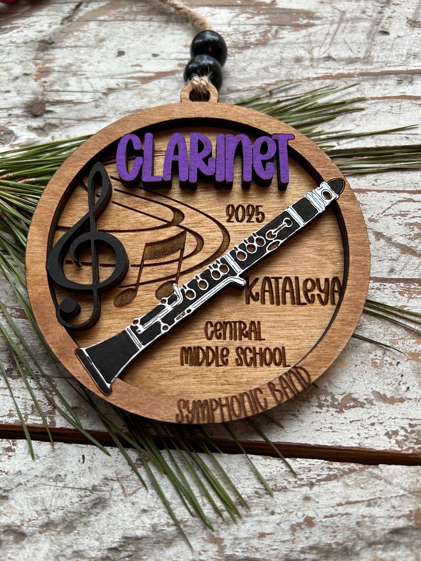 Personalized Clarinet Marching Band Christmas Tree Ornament | Music Instrument Ornament | Woodwinds Custom  Band | Gift for Band Director
