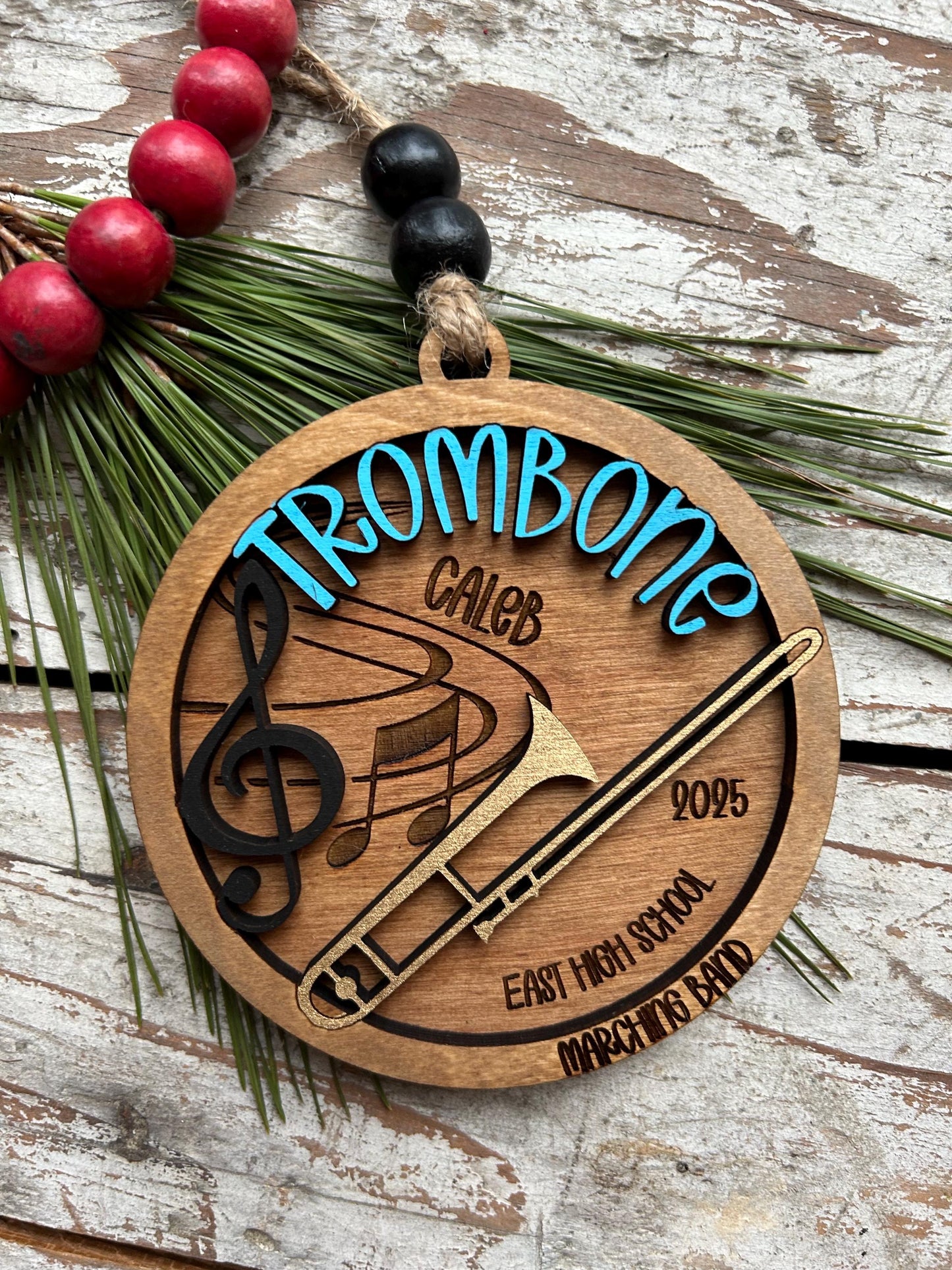 Personalized Trombone Marching Band Christmas Tree Ornament | Brass Music Instrument Ornament | Custom Band Gift | Gift for Band Director