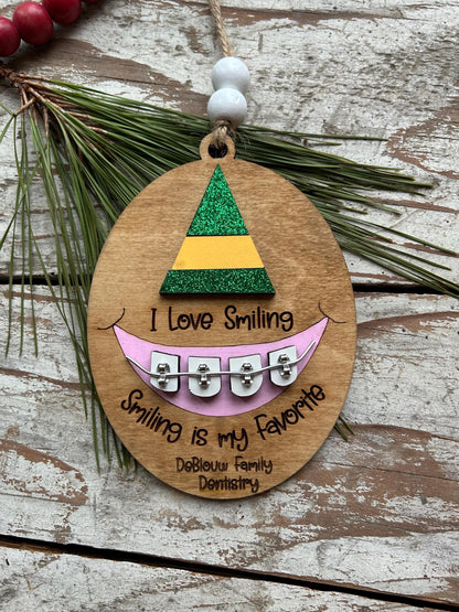 Personalized Braces Christmas Tree Ornament | Smiling is My Favorite | Brace Face | Orthodontist | Tin is In | Metal Mouth | Perfect Smile