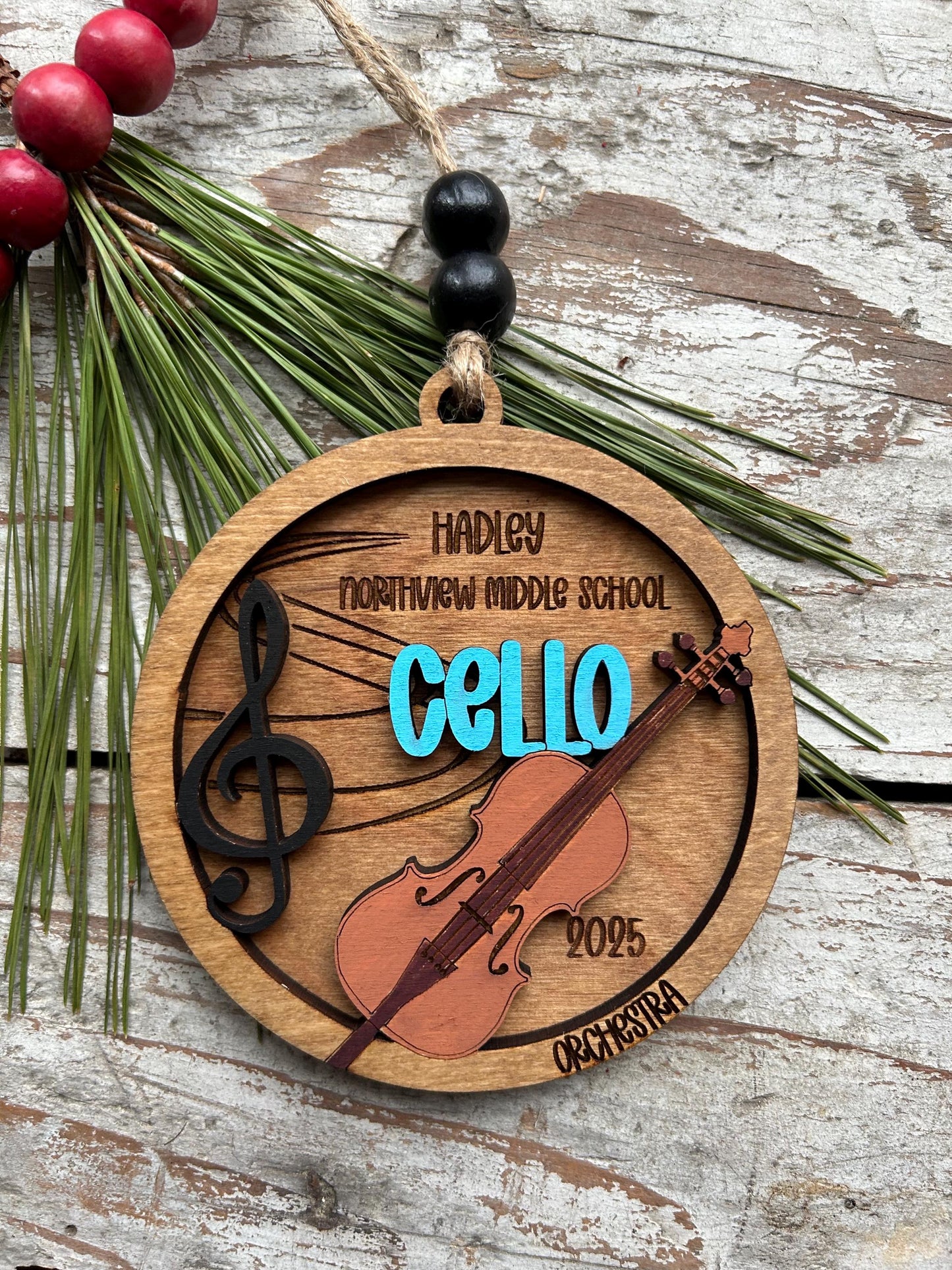 Personalized Cello Orchestra Christmas Tree Ornament | Cellist Gift | Custom Music Cello Lover Keepsake | First Cello Recital Present