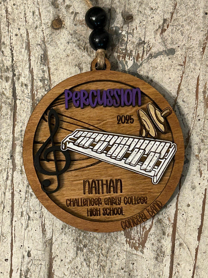Personalized Percussion Marching Band Christmas Tree Ornament |  Xylophone | Triangle | The Pit Custom Band Gift | Gift for Band Director