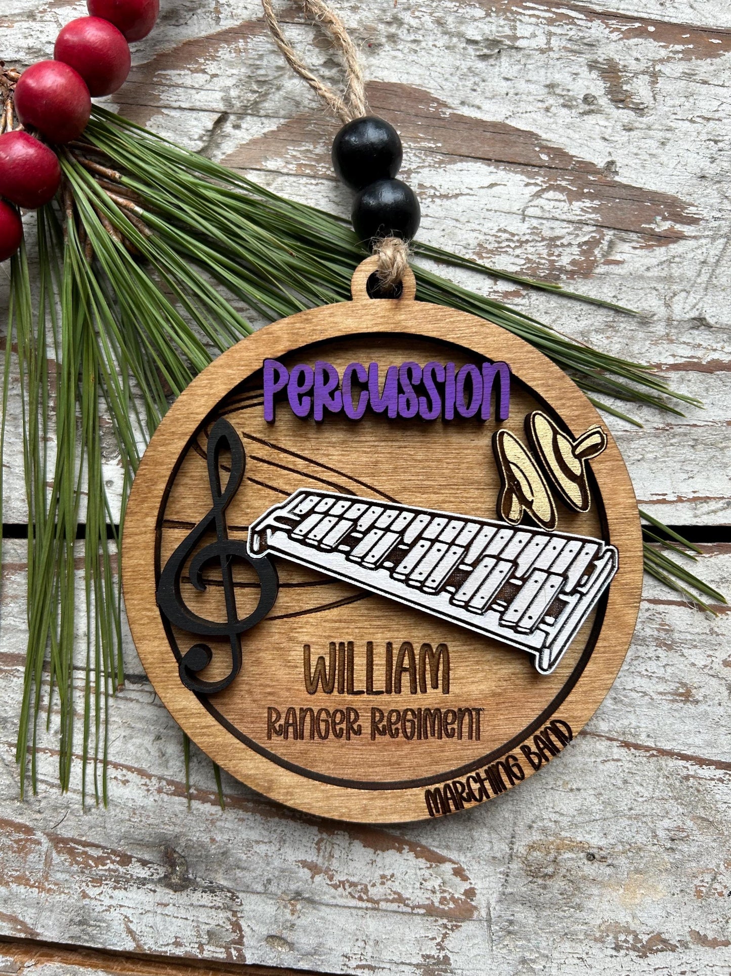 Personalized Percussion Marching Band Christmas Tree Ornament |  Xylophone | Triangle | The Pit Custom Band Gift | Gift for Band Director
