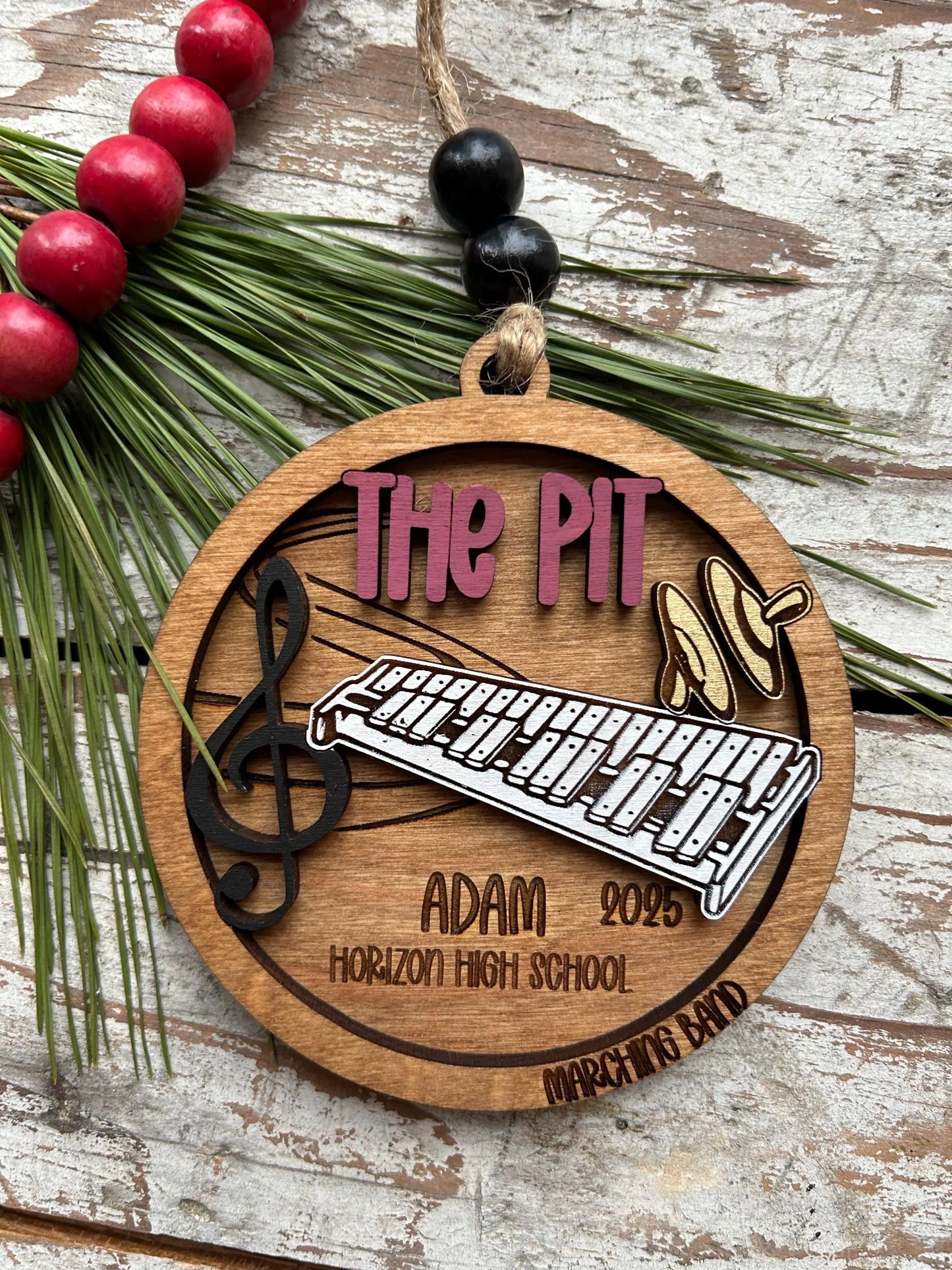 Personalized Pit Marching Band Christmas Tree Ornament | Percussion Xylophone | Triangle | The Pit Custom Band Gift | Gift for Band Director