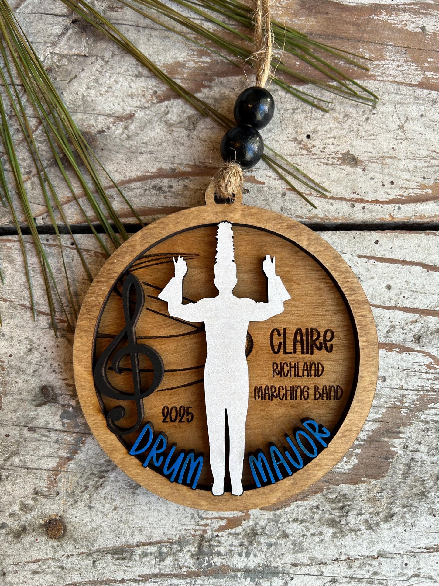 Personalized Drum Major Marching Band Christmas Tree Ornament |  Custom Band Leader Gift | Gift for Band Director | Music Lover | Conductor